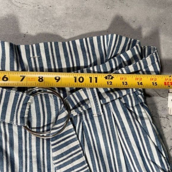 NWT FREE PEOPLE Womens Hi-Rise Knit Belted Striped Indigo Blue Shorts Size 4 - Picture 11 of 12